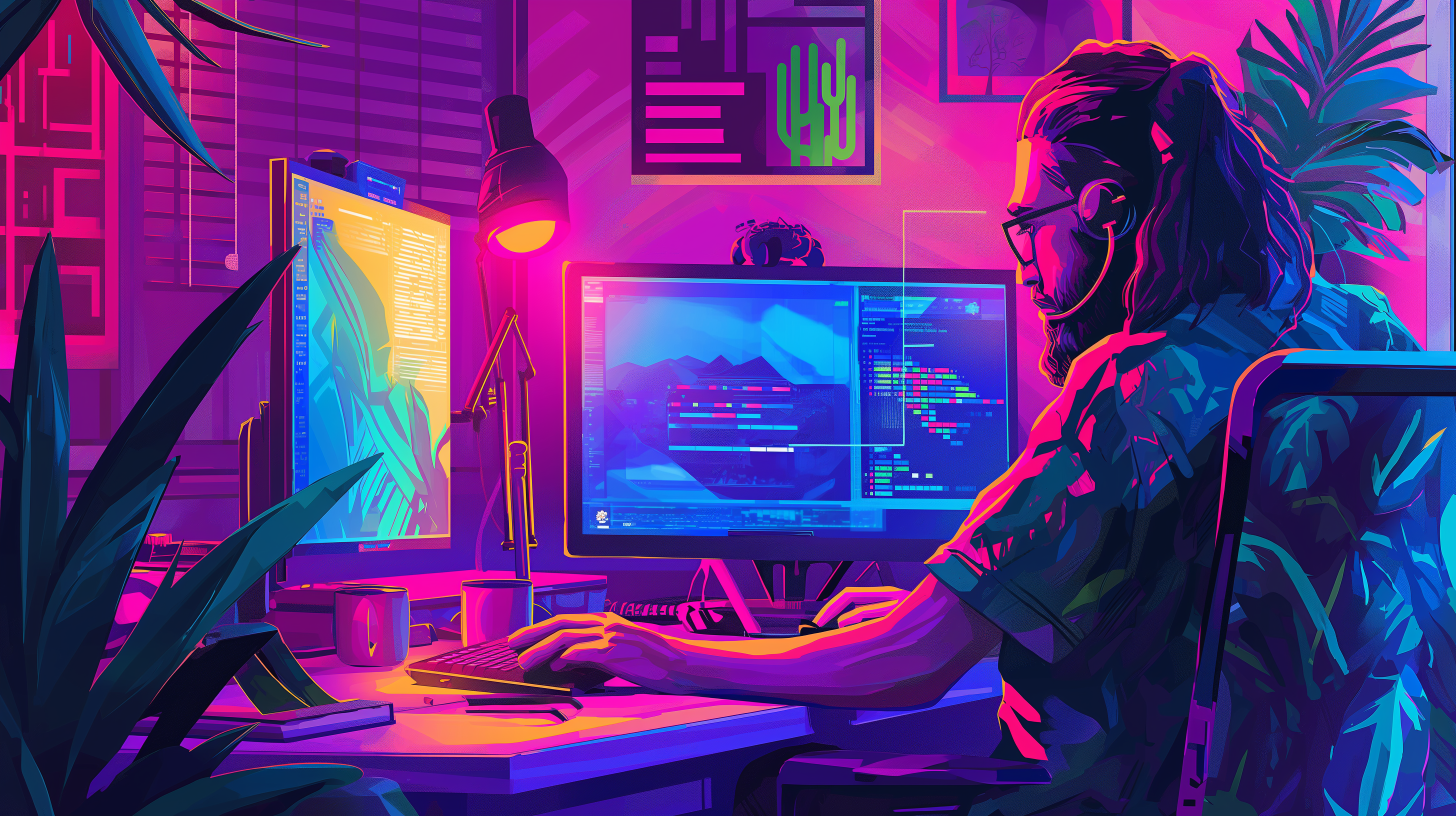 Guy sitting in front of a computer