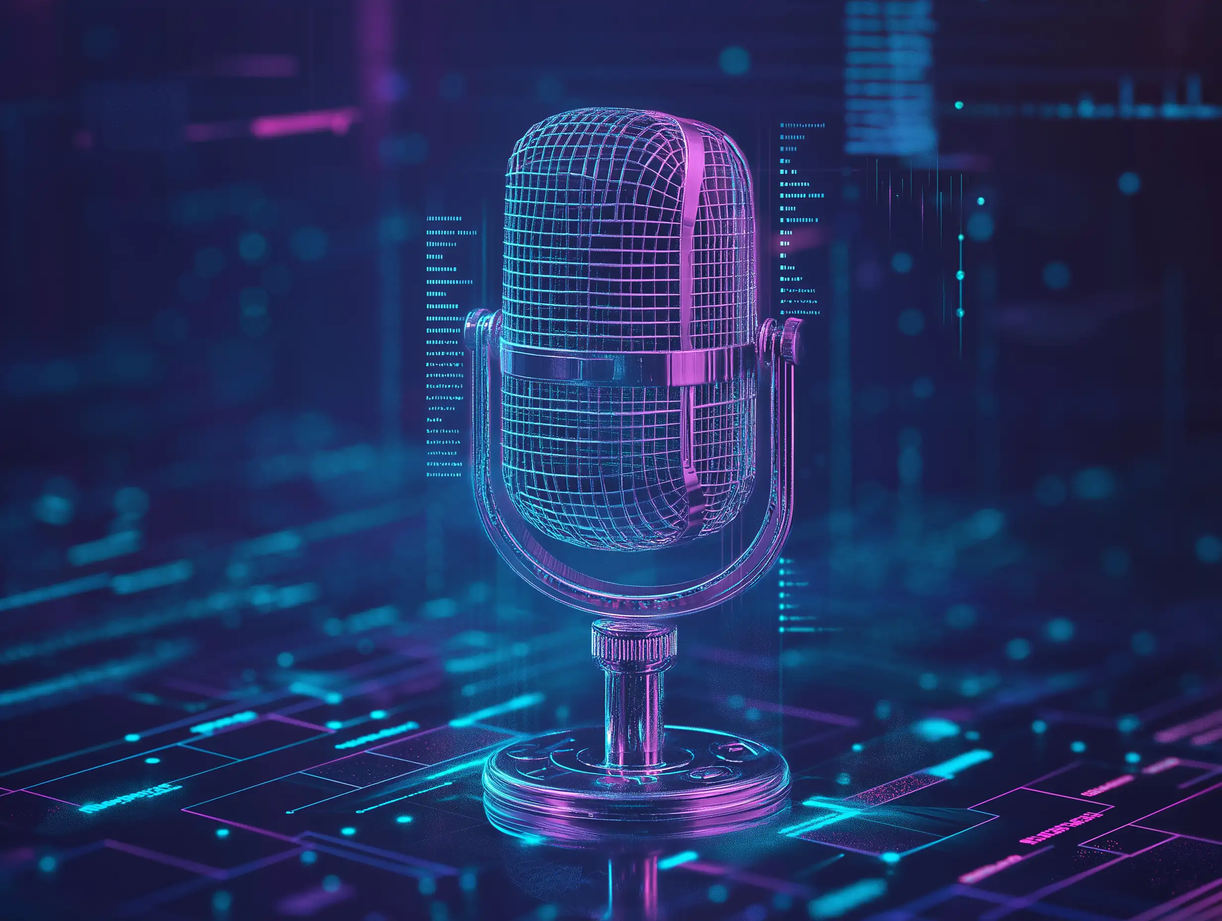 Just a big microphone before computerish stuff in blue